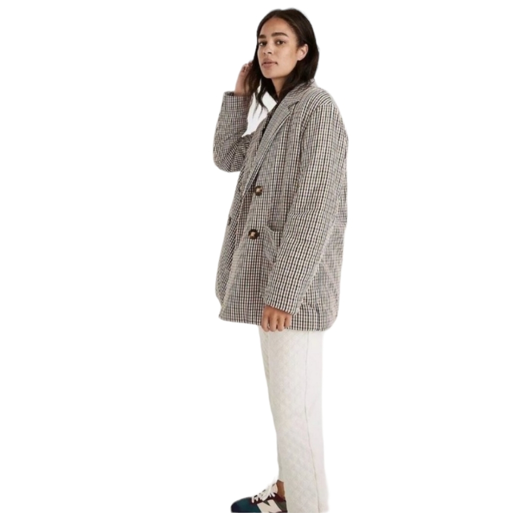 Madewell plaid padded blazer coat size L